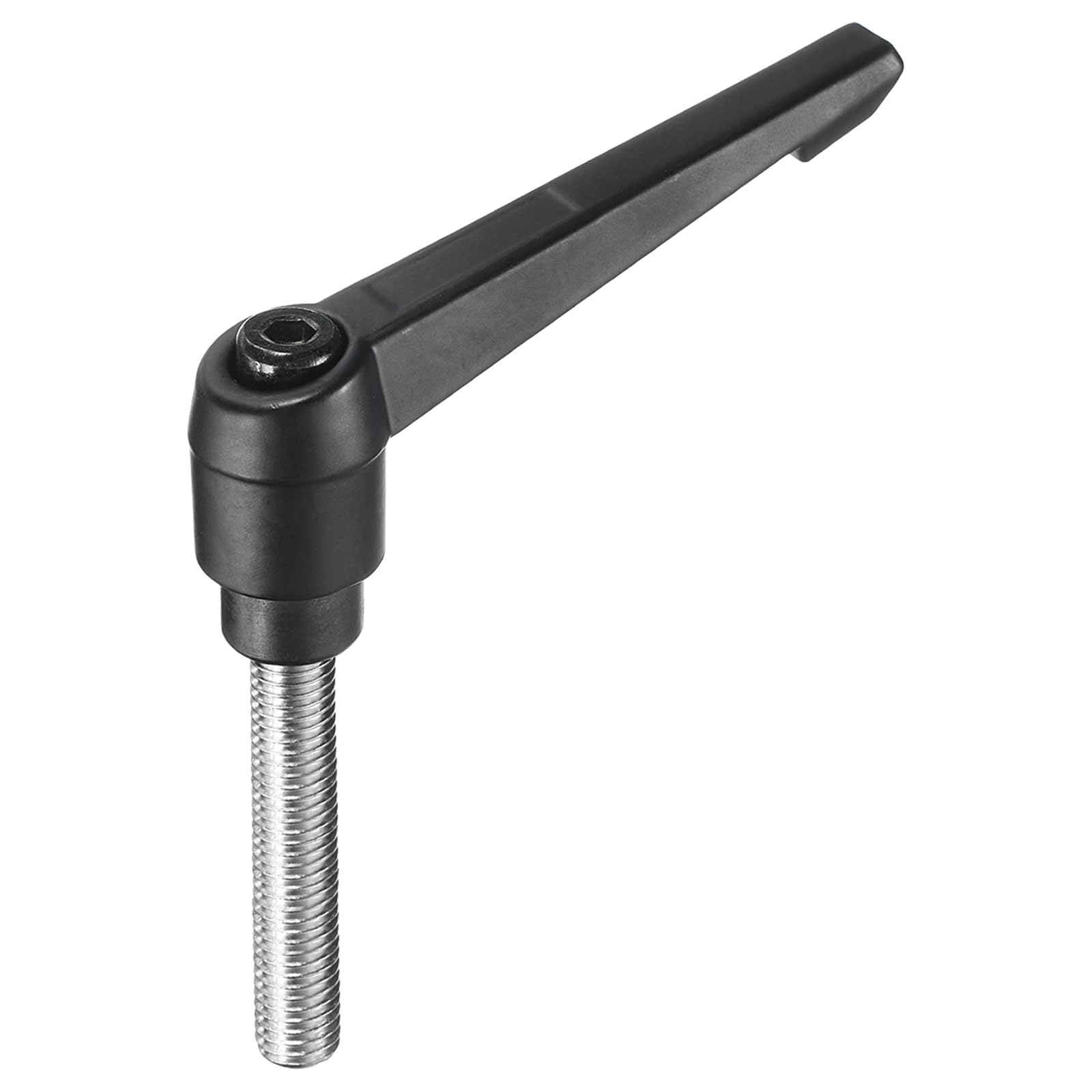 uxcell Adjustable Clamping Lever Handle M10 x 50mm Metric 304 Stainless Steel Male Threaded Stud Hand Knobs Push Button Ratchet Rotating Screw Handles Bolts with Locking Lever Black