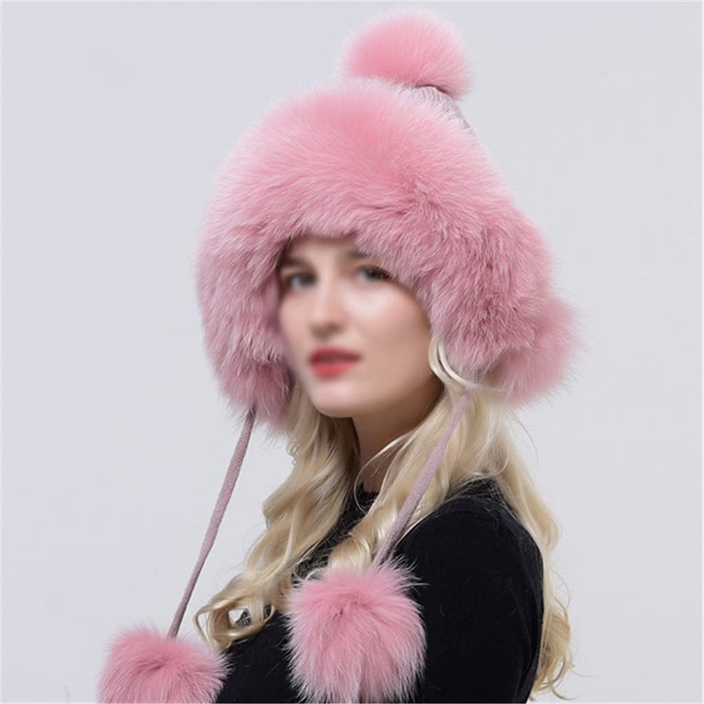 JJZXD レディースウィンターハットピンクふわふわウールニット