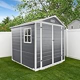 YOPTO 6x6 FT Storage Shed,Plastic Outdoor Storage Shed with Floor and Lockable...