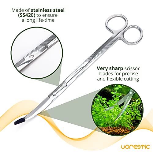VORESTIC Aquarium Schere 25cm, Aquarium Schere Gebogen, Terrarium Schere, Schere Aquarium Lang, Aquascaping Schere, Lange Schere für Aquarium Pflanzen - Image 4