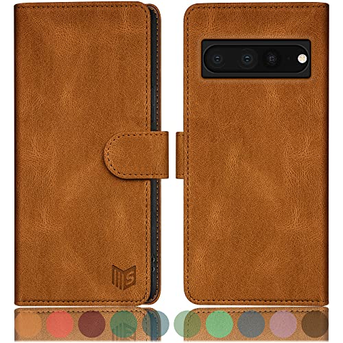 Étui Pixel 7 Pro SUANPOT portefeuille café clair en cuir PU