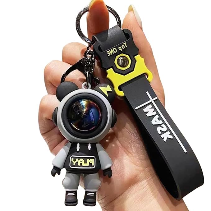 Astronaut Space Robot Keychain with Soft Rubber Lanyard, Stylish Key Holder and Bag Charm for Car, Bike and Home Keys, Trendy Spaceman Collectible-image-3
