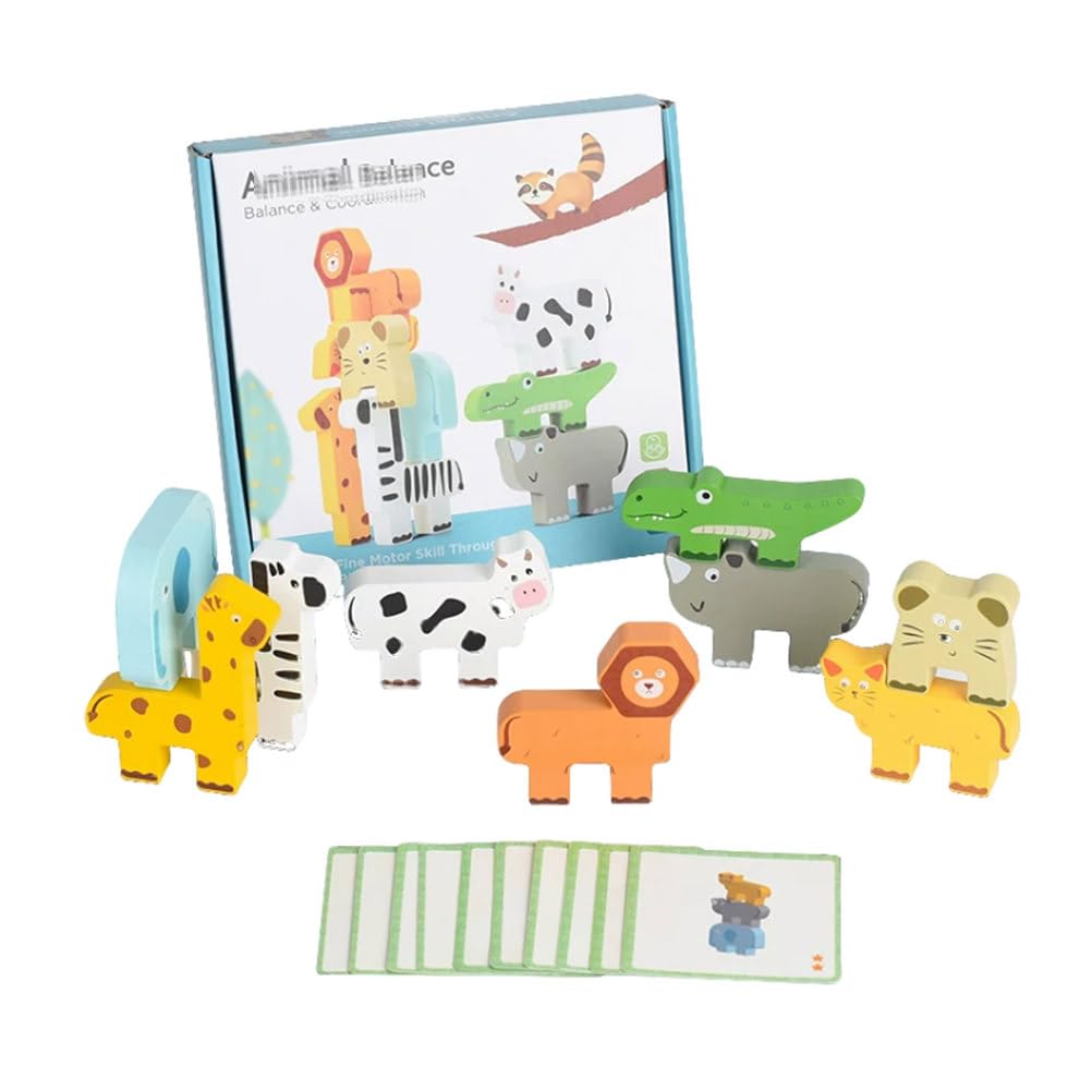 Juguete Bloques Madera Montessori Balance Apilamiento Animales