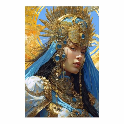 Peinture murale portrait féminin vintage or 70x100cm pour maison