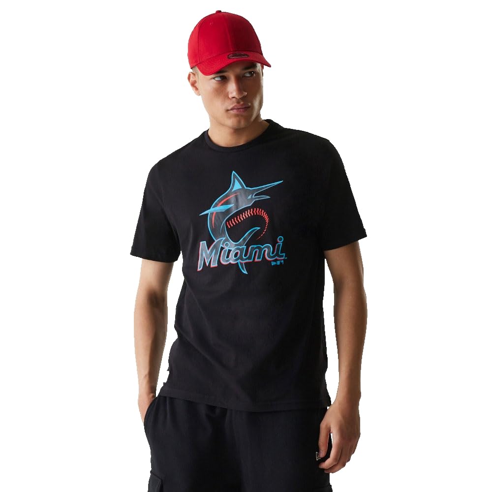 New Era Men's Noir T-Shirt Miami Marlins Nos Mlb Regular