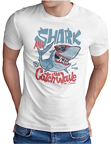 T-shirt California Surf Homme Requin Blanc - T-shirt Beach Surfer S-5XL