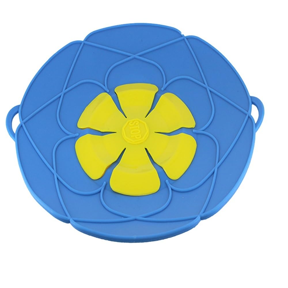 Shungong 2pcs Silicone Spill Stopper Lid - Flower Shape Cover For Pots And Pans - Kitchen Cooking Accessories(Blue)