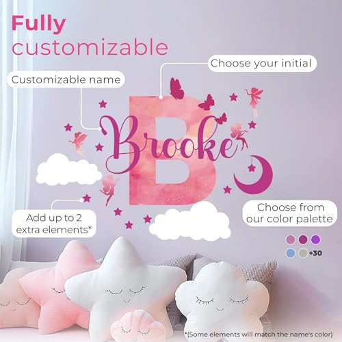 Vinilo decorativo personalizado para pared habitación niña miniatura 2