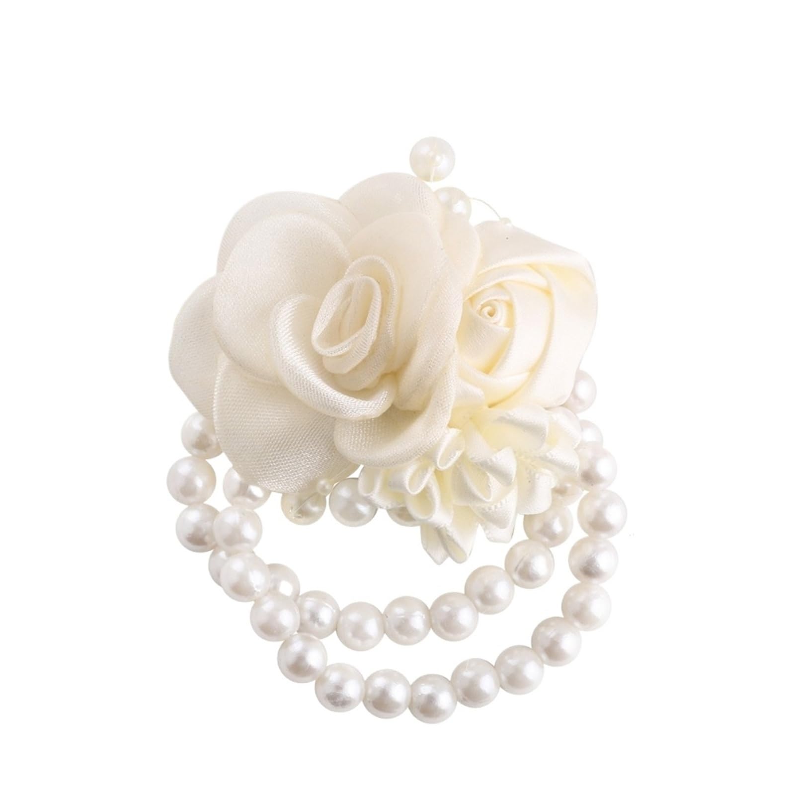 Wedding boutonniere Organza & Satin Rose Boutonniere & Wrist Corsage(Black)