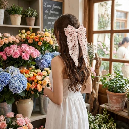 Ymapinc Pinzas para el pelo con lazo de fresa y cinta larga | Lazos metálicos adorables, accesorios elegantes para peinados de cola de caballo para mujeres y niñas miniatura 7