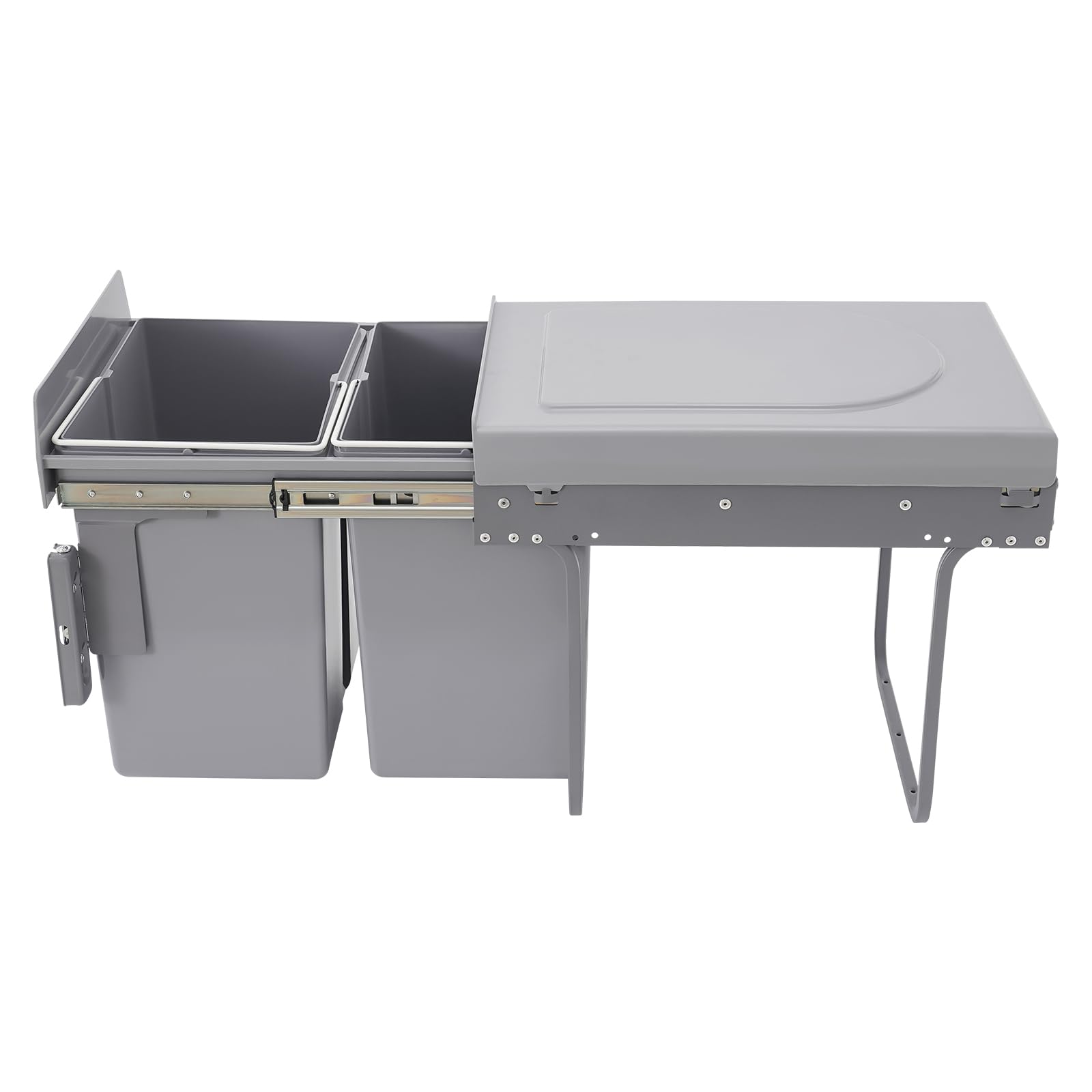 Cubo de basura extraíble para cocina, 2 compartimentos, armario de cocina, 2 x 20 L, sistema de separación de basura para el hogar, restaurante