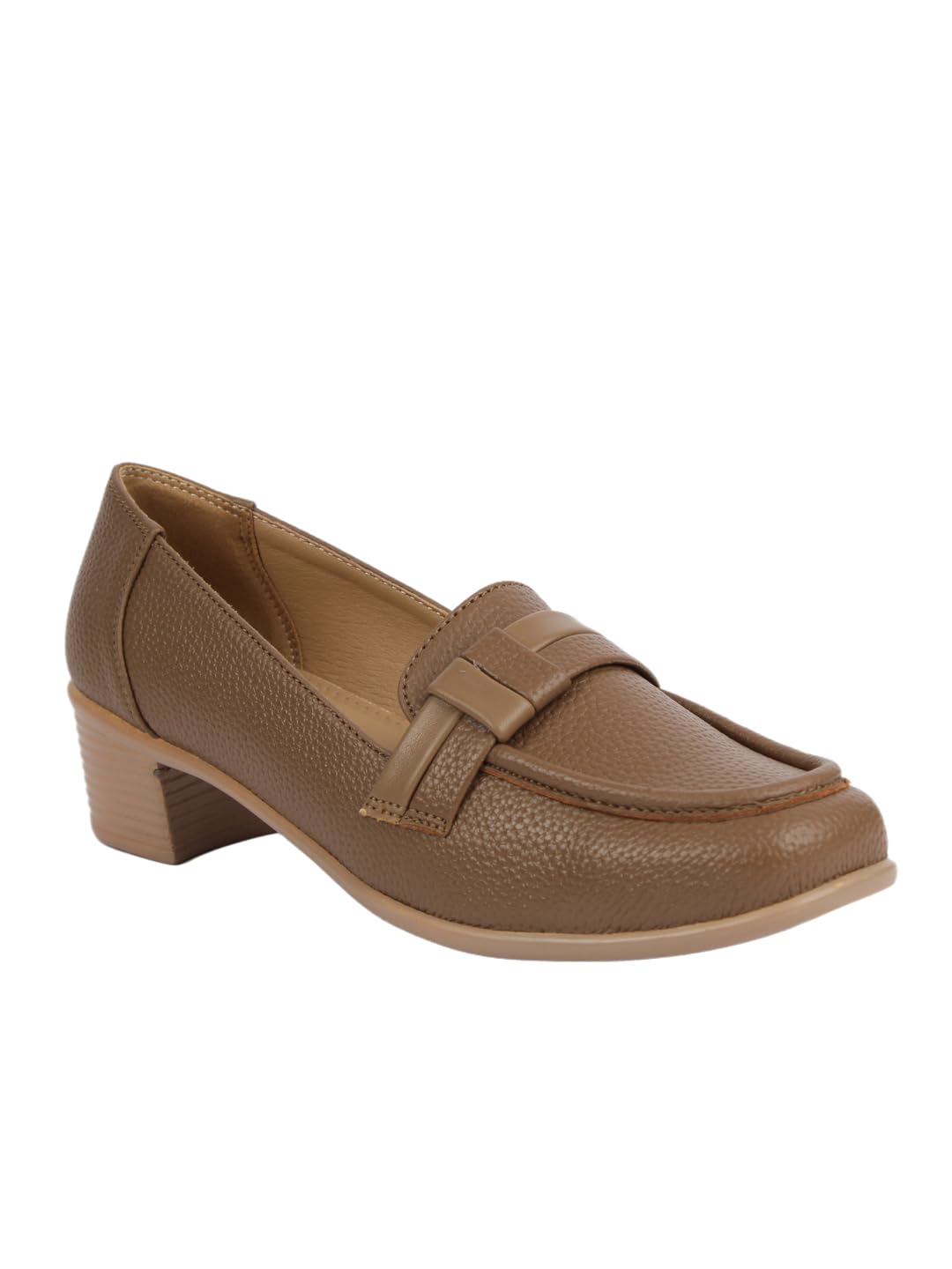 elle Women's Sophisticated Pebbled Slip-On Heeled Loafer-picture-32