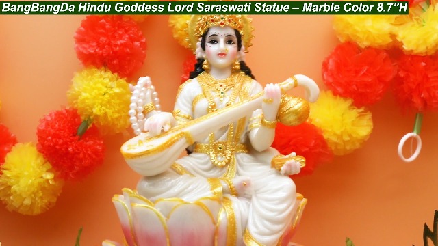 Estatua Saraswati Diosa Hindú 8.7 pulg Polystone miniatura 7