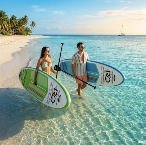 Image of Roc Inflatable Stand Up Paddle Board 10' 6 inch with Premium SUP Paddle Board Accessories, Wide Stable Design, Non-Slip Comfort Deck for Youth & Adults