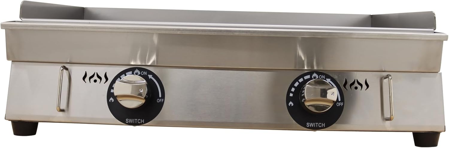 Commercial Stainless Steel LPG Gas Griddle Grill, 28.9" x 16.1" Flat Top Countertop Griddle for Steak, Pancakes & Teppanyaki, 2800Pa, Home & Outdoor Use