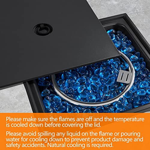 image for Yaheetech 30in Propane Fire Pit 50,000 BTU Fire Table Square Gas Fire 