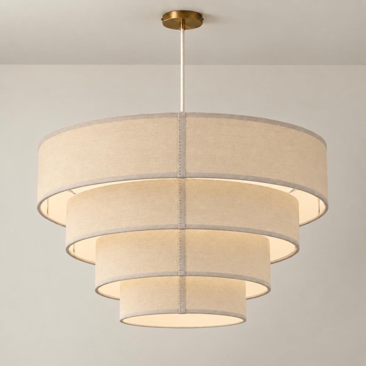 CGC Lighting Indoor Ceiling Lampshade Large 4 Tiers Cream Fine Linen Bedroom Dining Room Lounge (Piper 4 Tier) — image 1