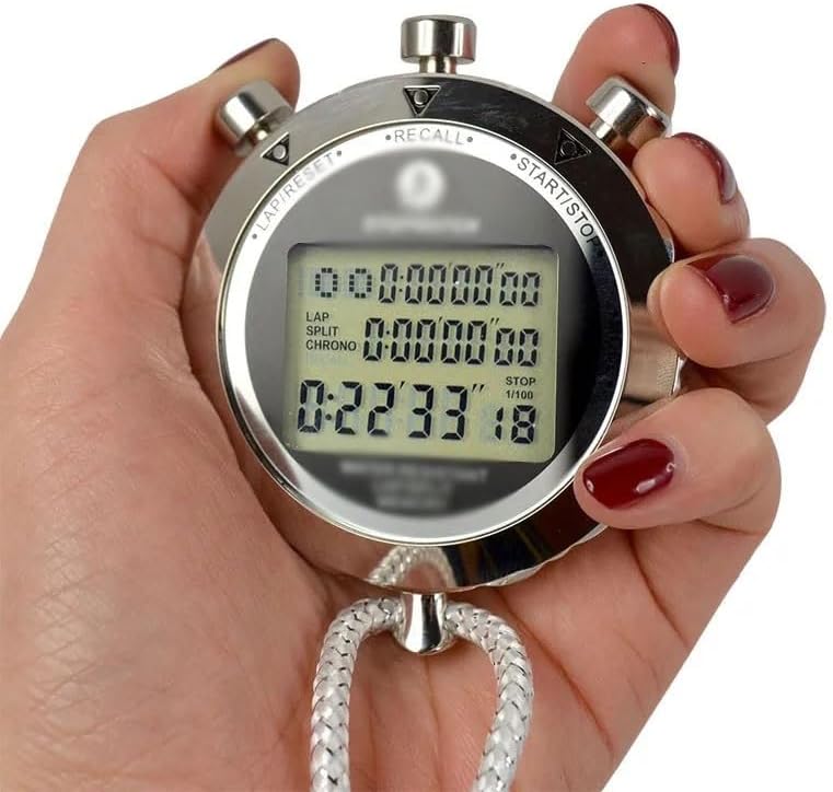 Digital Stopwatch Metal 1/1000 Seconds Handheld LCD Display Chronograph Outdoors Timer Counter Sports Watch image 4