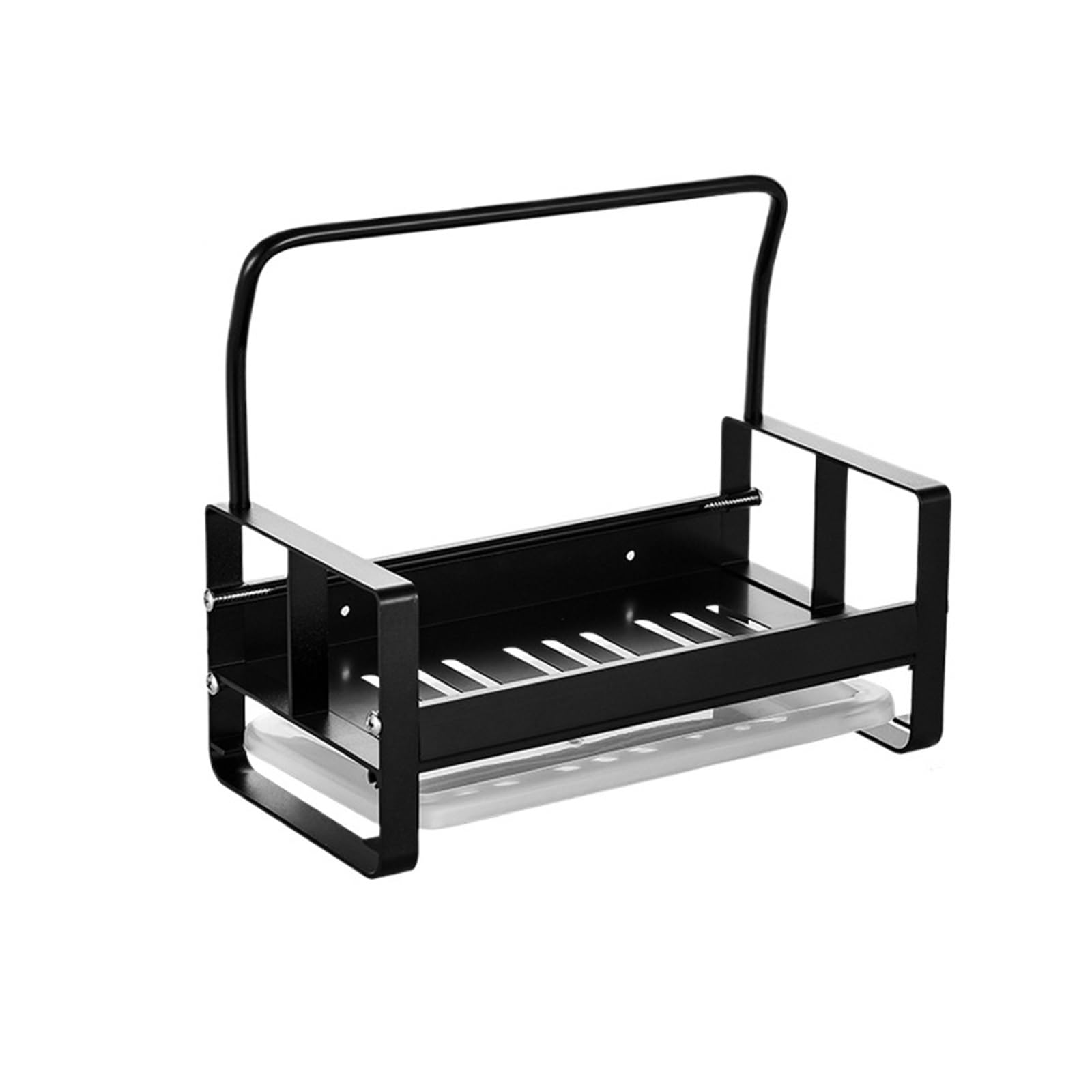 Soap Drainer Shelf Basket, Holder Kitchen Sink Caddy with Drain Tray, Brush Soap Organizer, Black/Silver(Black)