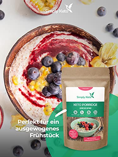 Simply Keto Porridge ohne Zuckerzusatz - 95% weniger Kohlenhydrate - Ohne Haferflocken - Geeignet für Lower Carb* Frühstück & Ketogene Ernährung - Paleo, Vegan & Glutenfrei - (260g)