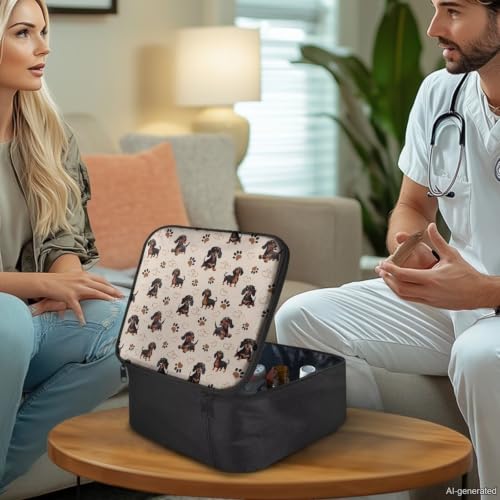 Image of Gomyblomy Dachshund Dogs First Aid Kit Bag Portable First Aid Kit Bag Empty for Travel Business Medium Emergency Kits Medicine Storage Bags for Home Cars Outdoor Activities