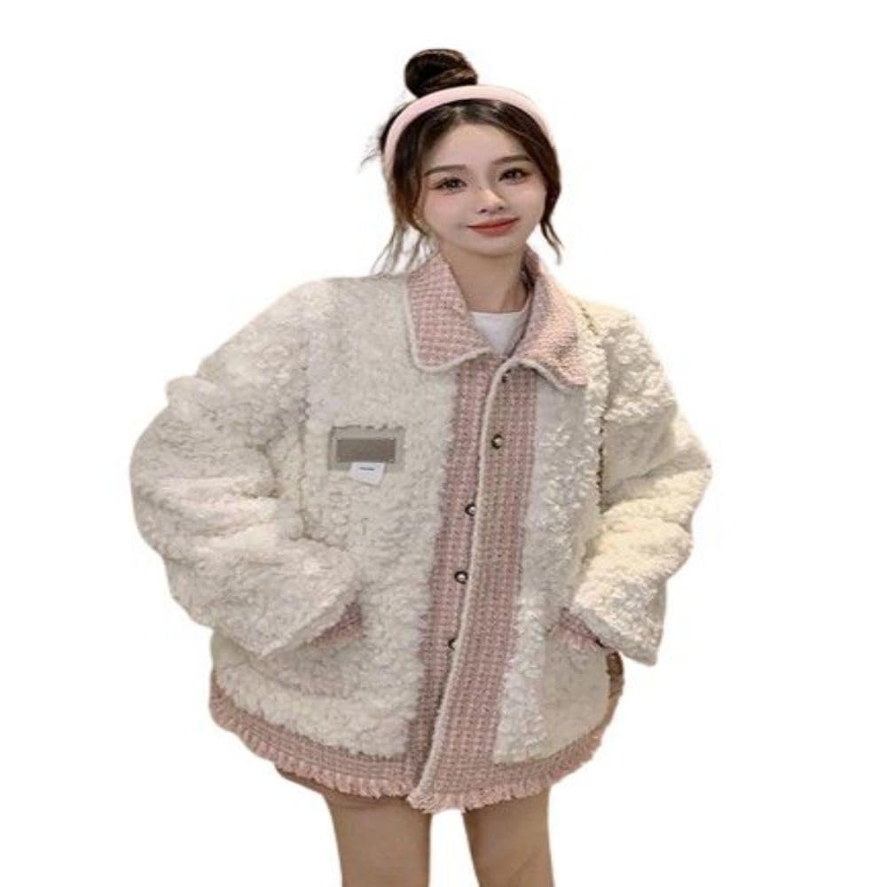 Amazon.co.jp: 女性のジャケット小香風模倣ラム毛コート婦人服冬の 
