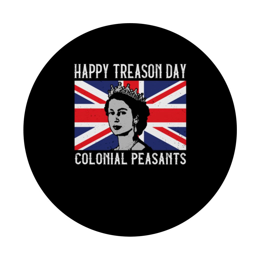 Happy Treason Day British 4th of July PopSockets Swappable PopGrip, Black - Image 3