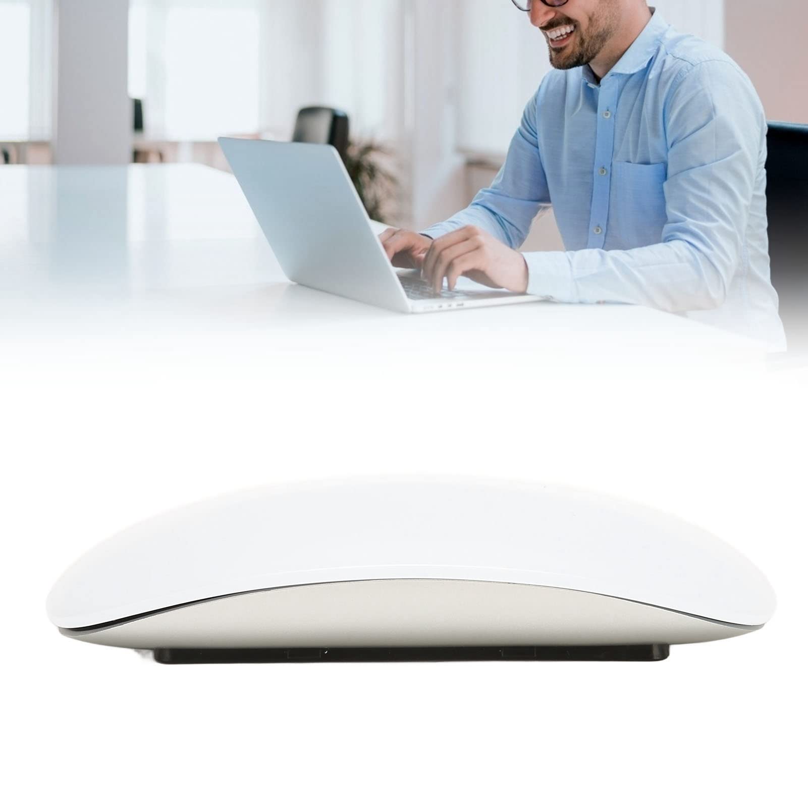 Bewinner Leise Kabellose Bluetooth-Maus, 1600 DPI Ultradünne Mit Touch Wheel, Tragbare Optische Mit Auswechselbarem, Für Laptop, Tablet, Desktop, PC (Weiß)