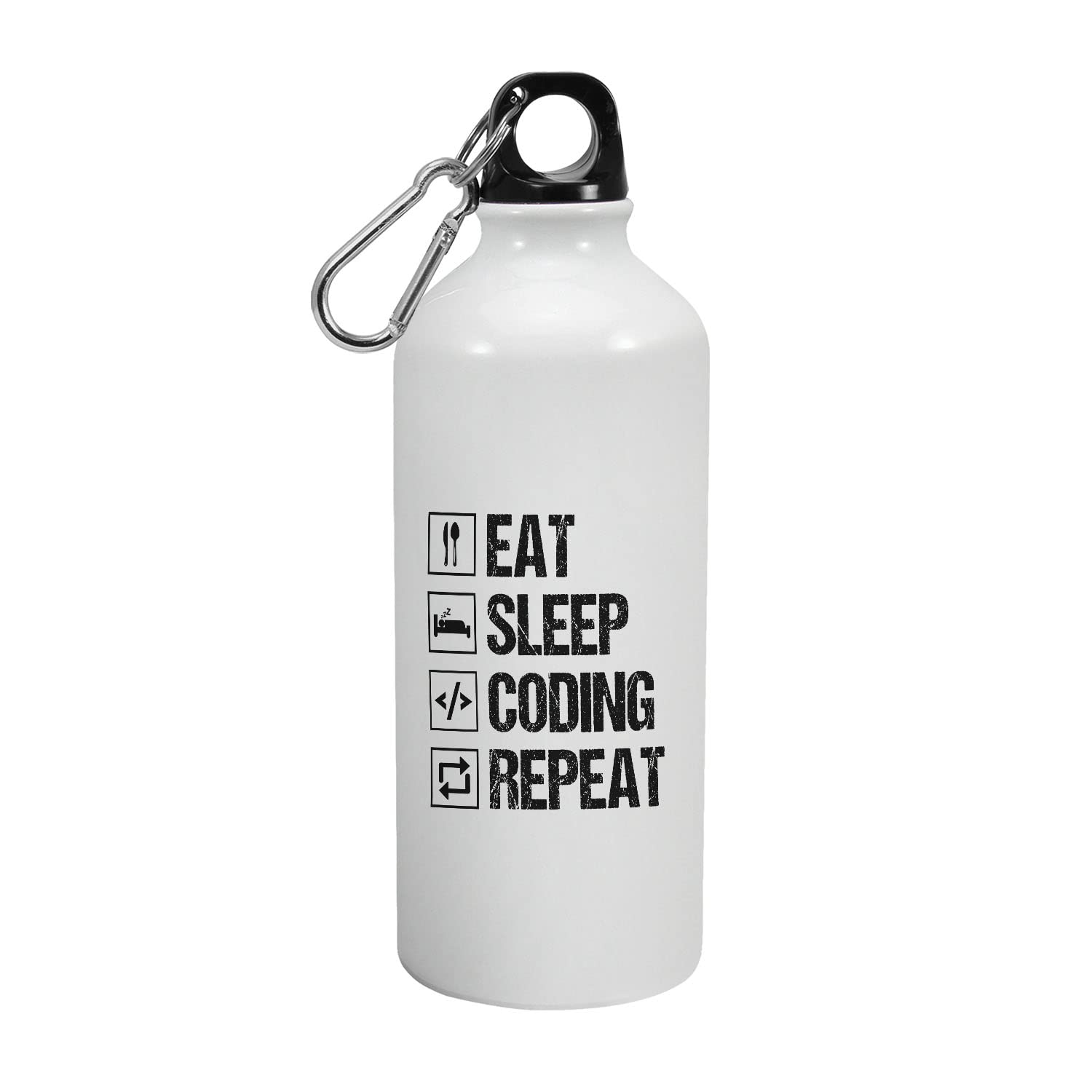 Happu - Printed Aluminium Sipper Bottle, For Coders, Programmers, Eat Sleep Coding Repeat, Gift for Coding Professionals, Gift for Students, Aspirants, Computer/Software Engineers, 3819-AB-600