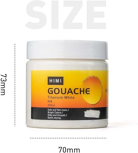 Miniatura 4 de HIMI Gouache - Pinturas de recambio, color blanco (botellas de 10.1 fl oz), pintura no tóxica para lienzo y papel, suministros de arte para