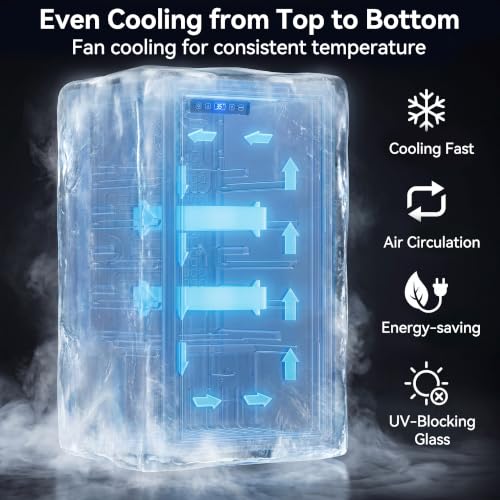 Image of Tehanld 3.2 Cu.Ft Beverage Fridge, Mini Fridge With Glass Door, Beverage Cooler Refrigerator, Wine Drink Beer Fridge, Adjustable Shelves & Digital Temperature Display, 26 Bottle 128 Can, Silver