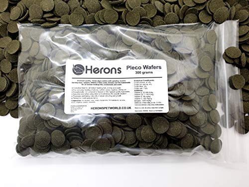 HERONS Pleco Wafers [300g] - Spirulina Algae Wafers - Fish Food For All Bottom Feeders - For Plecos Catfish Bristlenose