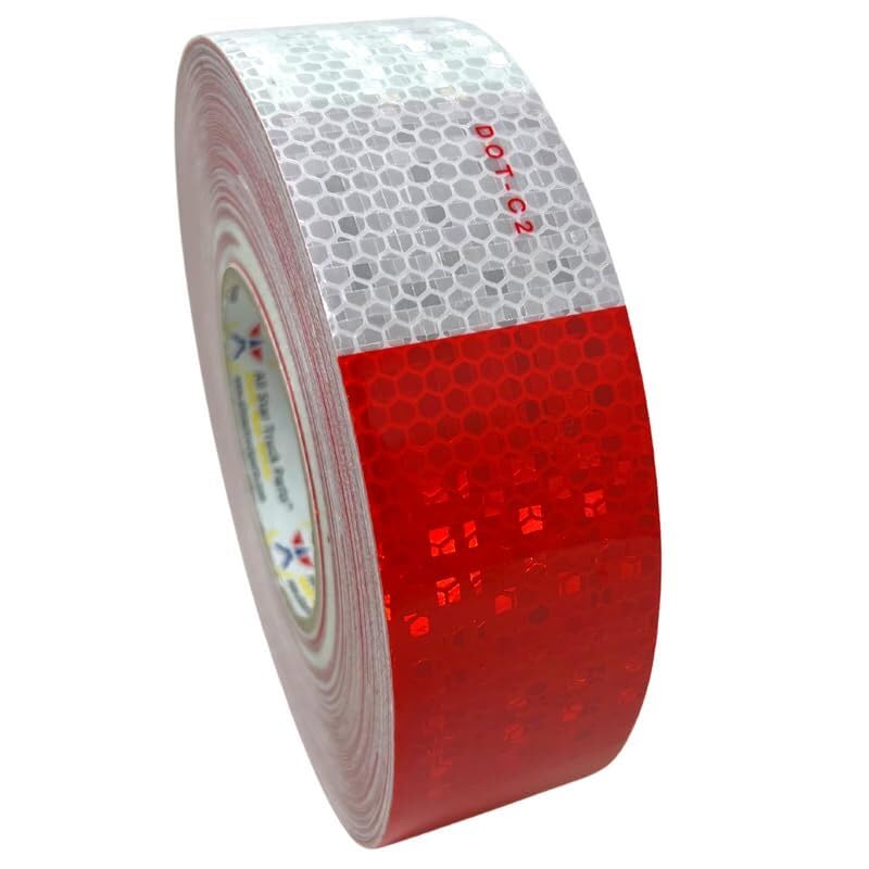 All Star Truck Parts Conspicuity Tape Premium DOT-C2 Approved Reflective Truck Trailer Red White 2”x150’ 4 Year Average Life -1 Roll
