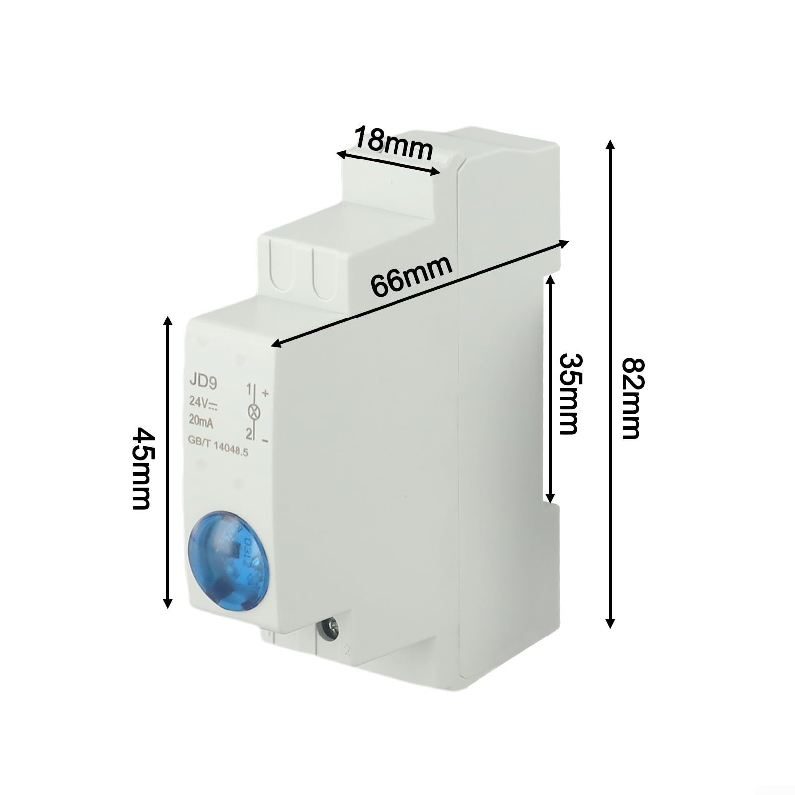 JD9 DIN Rail Mount Indicator Light, Din Rail Mount LED Signal Lamp, 24V AC DC Indicator Light For Circuit Control Systems, DC AC 24V Power Indicator Light(Blue)