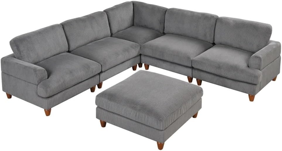 Modular Sectional Sofa with Ottoman L Shaped Corner for Living Room, Office, Spacious Space