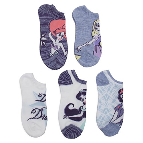 Disney Princess Ladies and Juniors 5 Pk No Show Socks