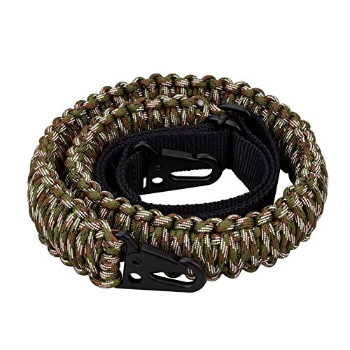Fuwok due punto 550 Paracord rifle Sling  si adatta a qualsiasi Gun, facile regolazione della lunghezza cinghia ZSGS10, Camouflage