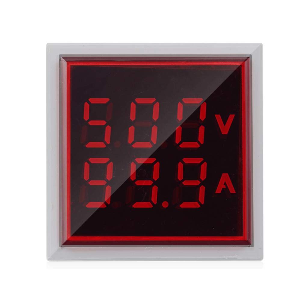 AC 22 mm 60-500 V 0-100 A cyfrowy woltomierz, amperomierz LED, podwójny wyświetlacz, wskaźnik natężenia prądu, różne kolory (czerwony), wielokolorowy, Ekskluzywny