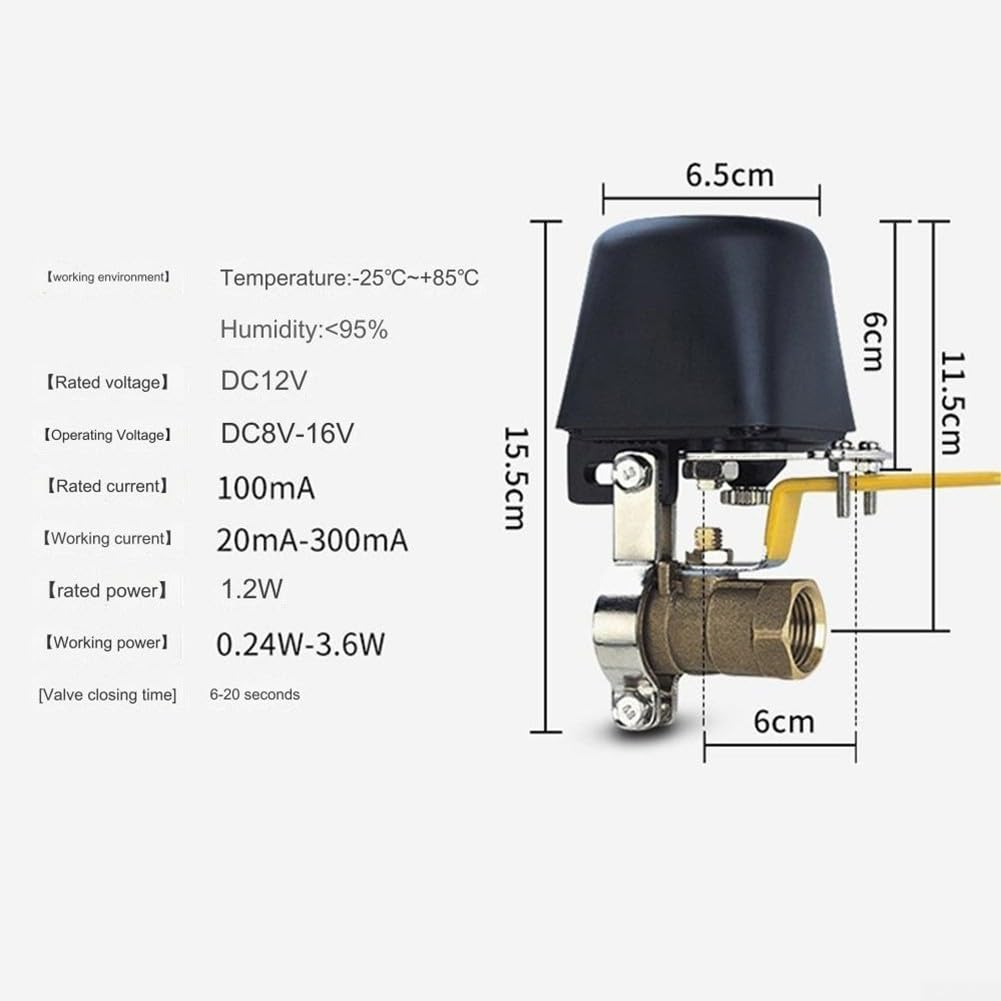 Vanne de manipulation de canalisation de gaz automatique électrique 12 V Vanne d'arrêt DN15 DN20 DN25 pour alarme de gaz/eau (avec clip réglable)