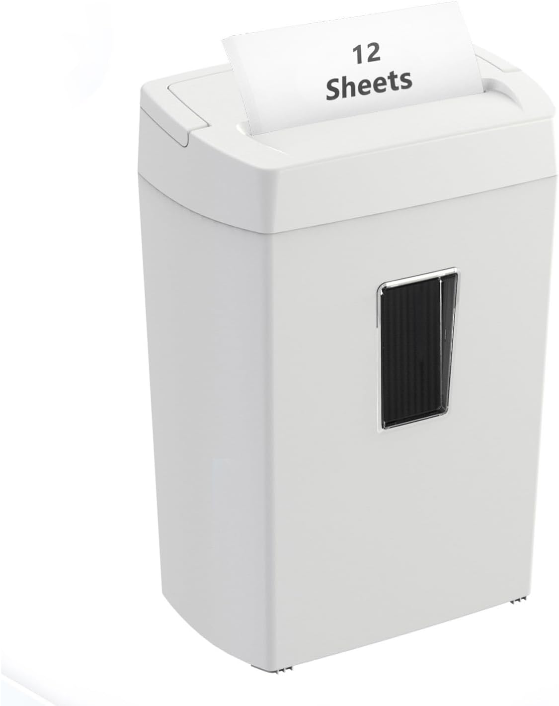 Bonsaii 12-Sheet Crosscut Paper Shredder for Home Office, P-4 Security, 5-Minute Continuous Run Time, Overheat Protection, 5.5-Gallon Bin with Clear Window & Handle, Compact White Design