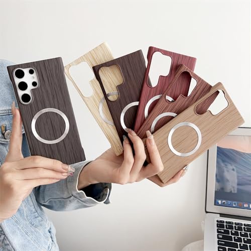 Coque Samsung S23 Plus magnétique grain de bois rigide antichoc