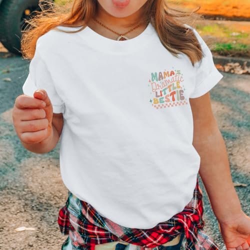 Mama's Dramatic Little Bestie Shirts for Girls Best Friend Besties Shirt Cute Graphic Tees Kid Cotton Casual Tops3