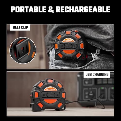 Image of MILESEEY 2-in-1 Laser Measuring Tape, 16Ft Tape Measure & 131Ft Rechargeable Laser Measurement Tool with Backlit Display, Auto-Lock Tape with Magnetic Hook, M /Ft /In /Ft+In, 20 Groups Historical Memory