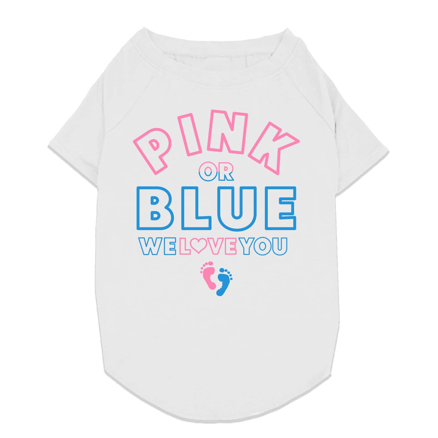 Tees & TailsTees & Tails Pink Or Blue? We Love You Gender Reveal Dog Shirt (White) for New Baby Team Healthy Baby
