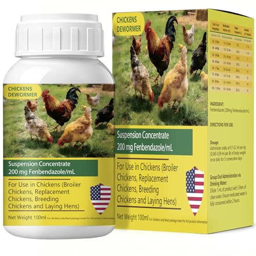 Wagytale Suspension Concentrate Fenbendazole for Chickens Poultry & More Chicken Dewormer Energy Support for All Wormers Tapeworms Roundworms & Hookworms 100mL