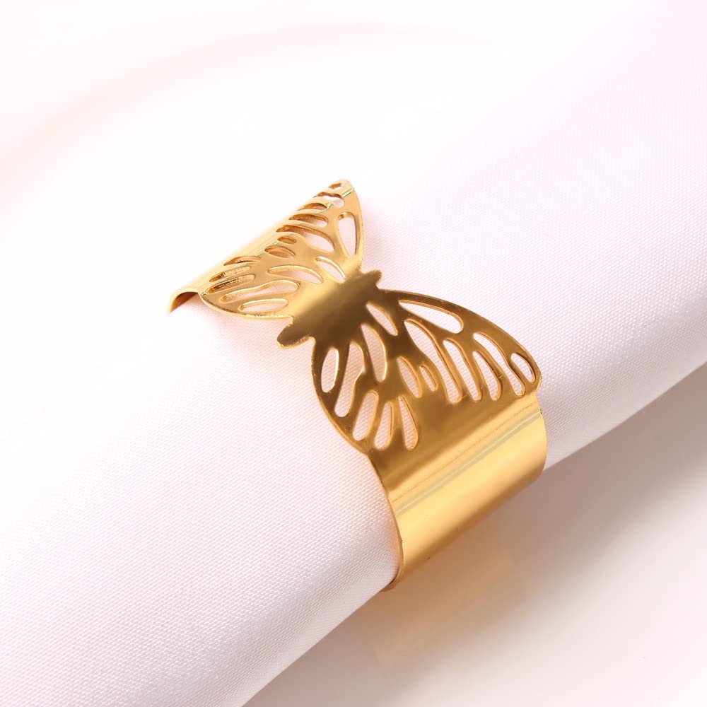 12 Stück Schmetterlingsblatt Serviettenring Mode Schmetterling Serviettenring Blatt Tier Serviettenschnalle (Gold Einheitsgröße)
