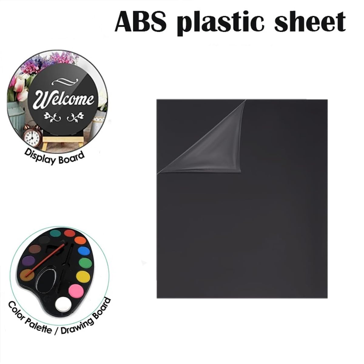 Tavole in ABS Lastre di plastica Lastre Modello Materiale Architettonico Etichetta per ufficio con incisione con nome Nero 1 pezzo, 300 x 300 x 25 mm