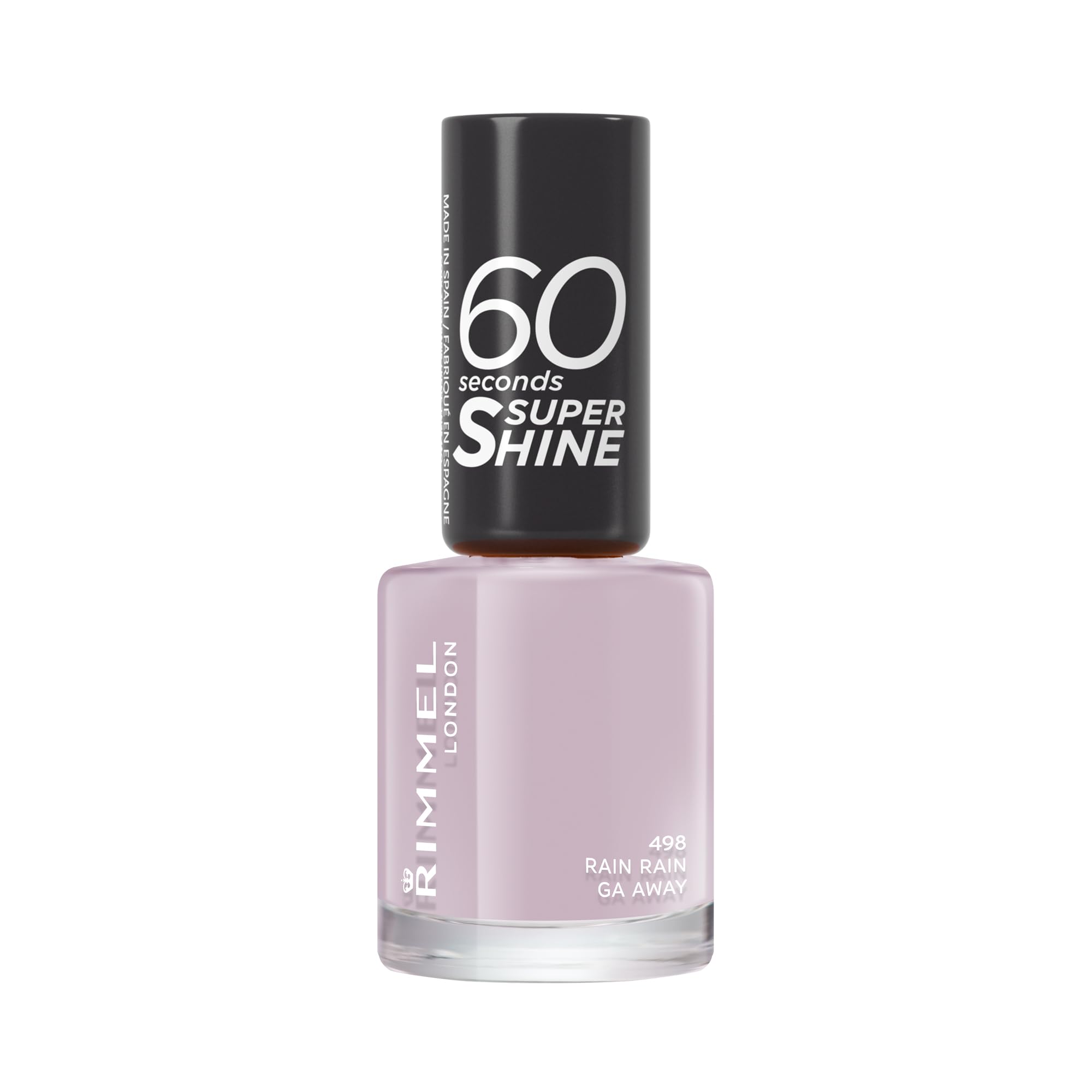 Rimmel 60 Seconds Super Shine Nail Polish, 498 Rain Rain Go Away, Quick-Dry Nail Polish, Ultra-Shiny Finish, Easy to Apply, Vibrant Colour, Long-Wearing, Improved Formula, Vegan, 8ml