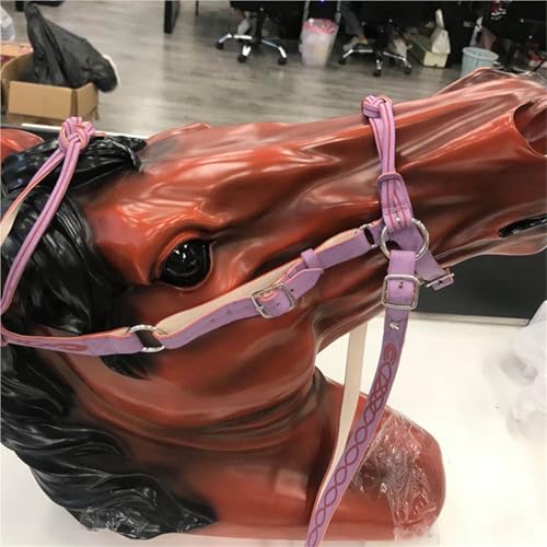 Licol pour chevaux en cuir PU réglable et harnais de tête