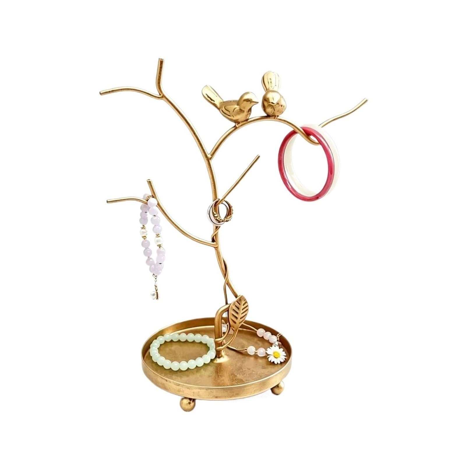 GEK208130 Jewelry Display Stand Tree Jewelry Stand Metal Necklace Holder with Tray Organizer